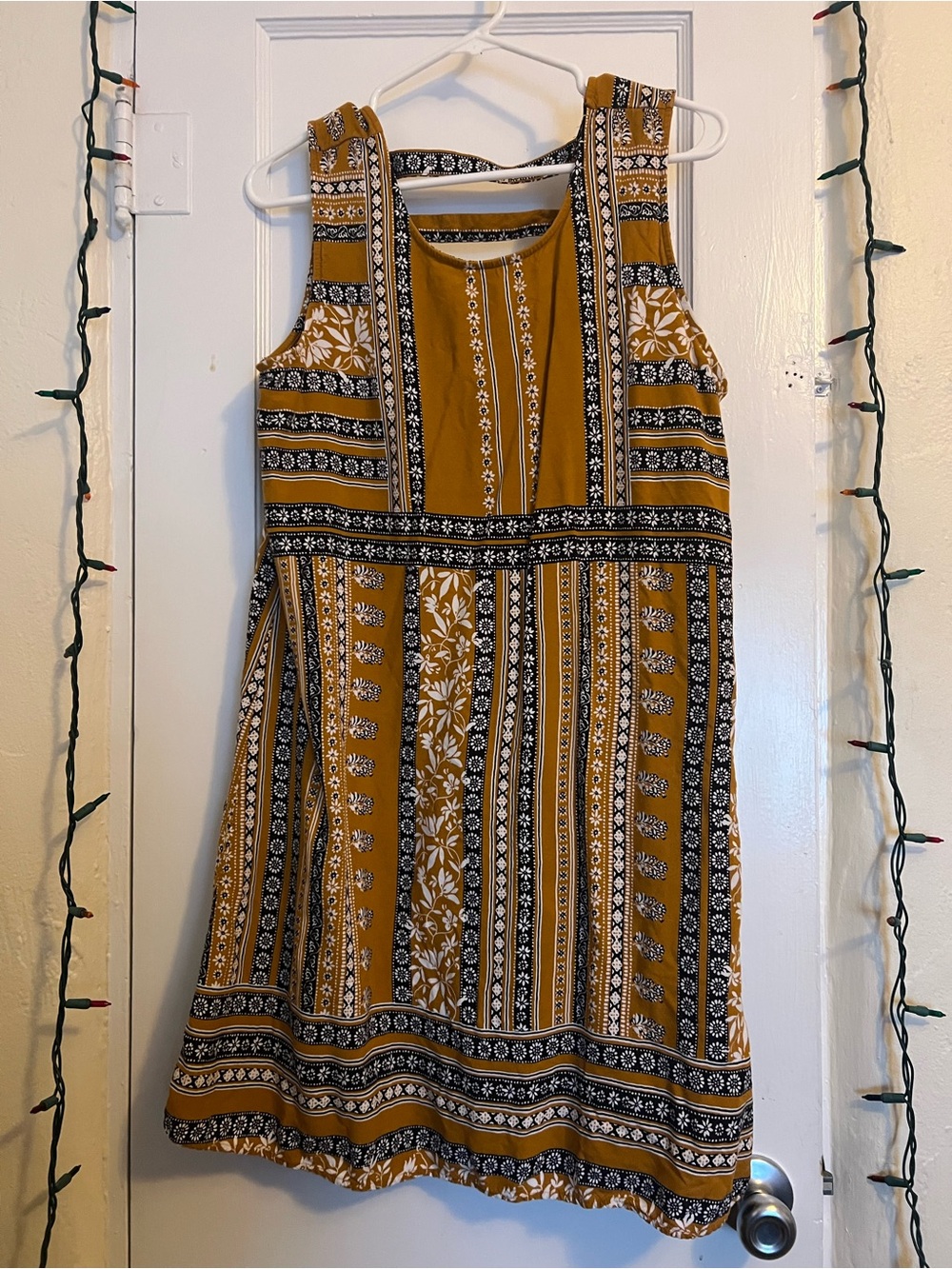 Maurice’s Mustard Floral Stripe Sleeveless Dress, XL